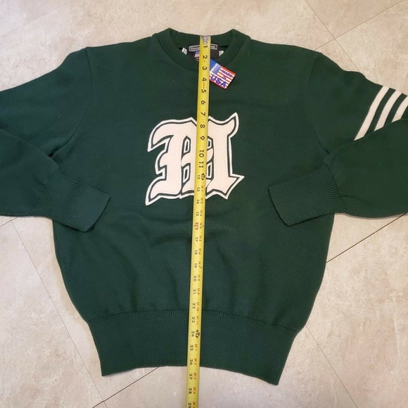 Stuart & Strauss USA Made Green Wool Sweater "M" NEW W TAG - Picture 5 of 9